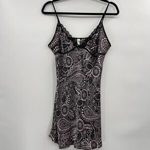Gilligan & O'Malley Womens Babydoll Y2K Slip Dress Size M‎ Black Pink Lingerie